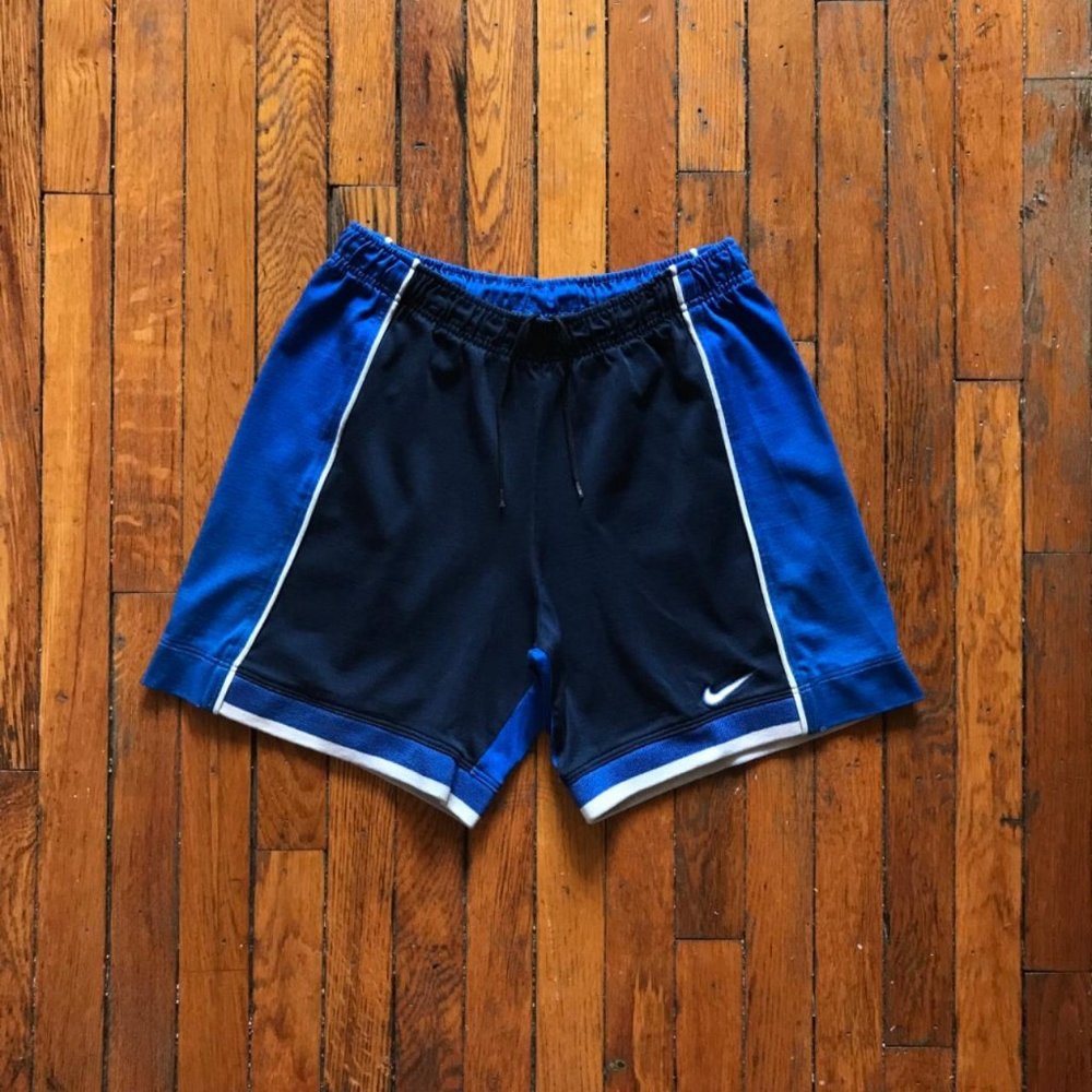 Rare Vintage 90s Nike White Tag Men Blue Scale White Stripe Retro Athletic Short